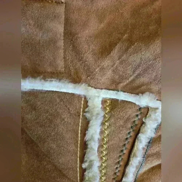 Miss Sixty Womens Suede Vintage 70s Penny Lane Bohemian Faux Fur Trim Coat XS - Picture 14 of 16